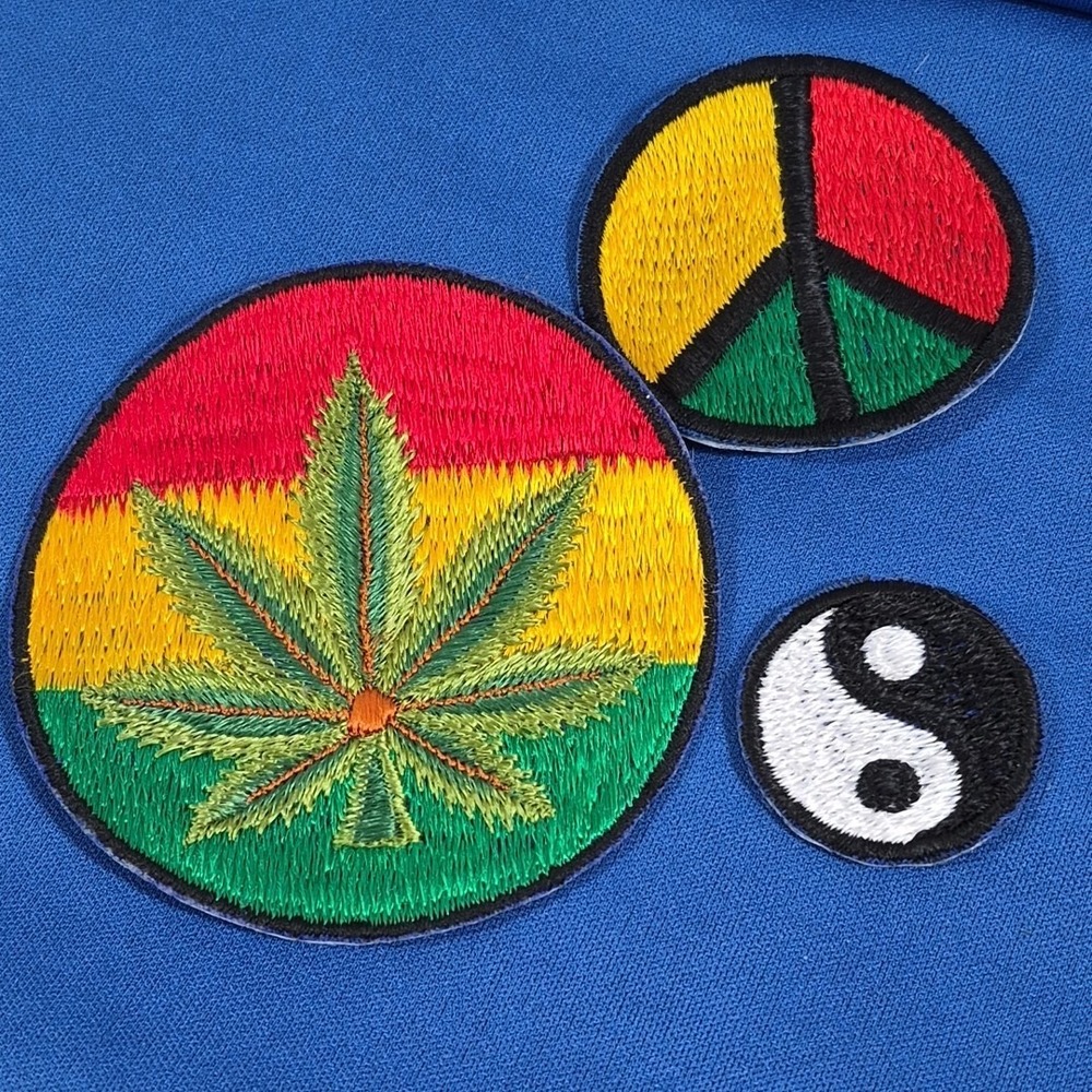 Embroidered Patches Peace Sign Yin Yang Rasta Pot Leaf Hippie Crafts
